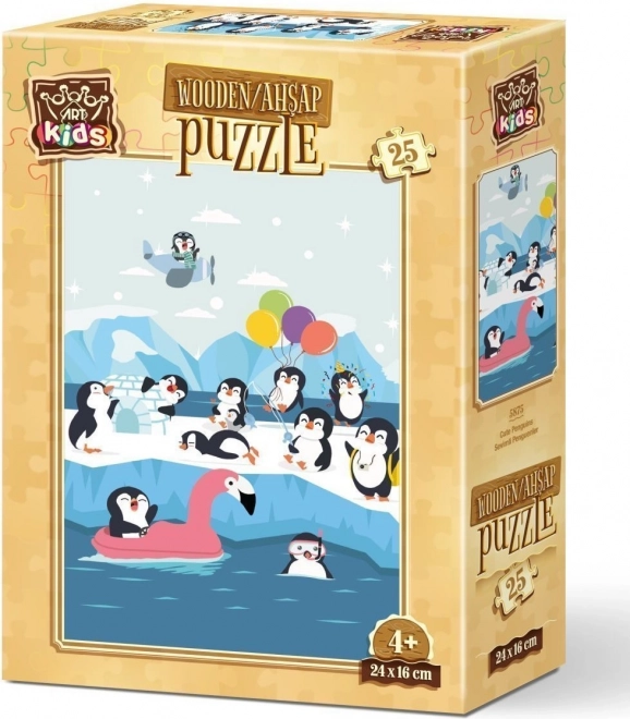 Drewniane puzzle urocze pingwiny 25 elementów