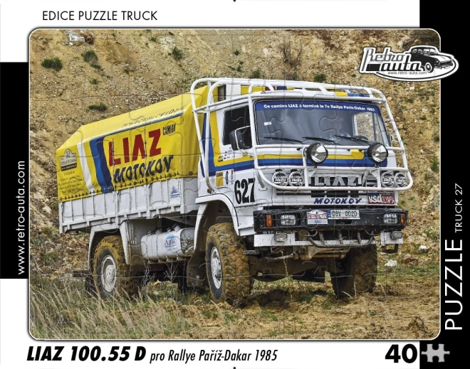 Retro puzzle auta Ciężarówka LIAZ 100.55 D Rajd Paryż–Dakar (1985) 40 elementów