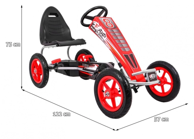 Gokart Full Ahead AIR z pedałami dla dzieci 3+ Czerwony + Regulacja siedzenia + Opony pneumatyczne + Hamulec ręczny