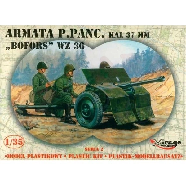 Model plastikowego działa przeciwpancernego 37mm Bofors WZ.36
