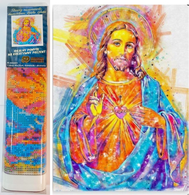 NORIMPEX Malowanka Diamentowa Rozświetlony Jezus 30x40cm