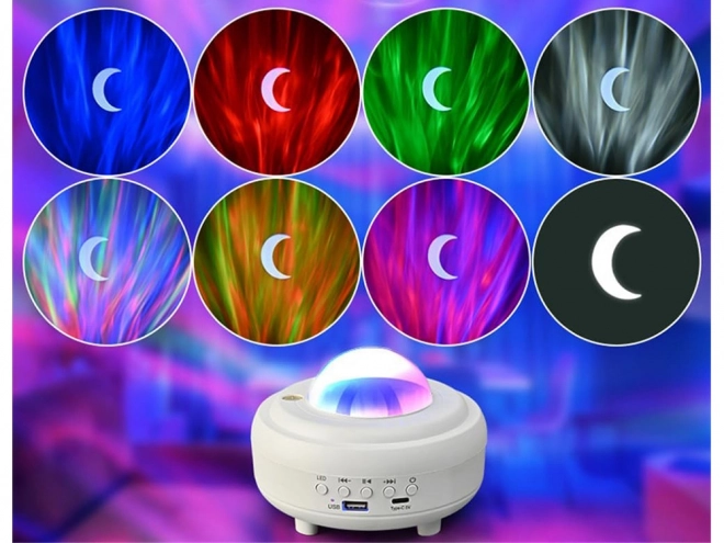 Nocny projektor świetlny aurora z głośnikiem bluetooth