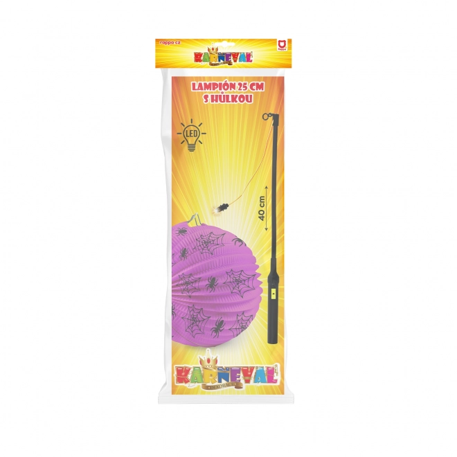 Lampion Halloween pająki 25 cm z świecącą różdżką 40 cm