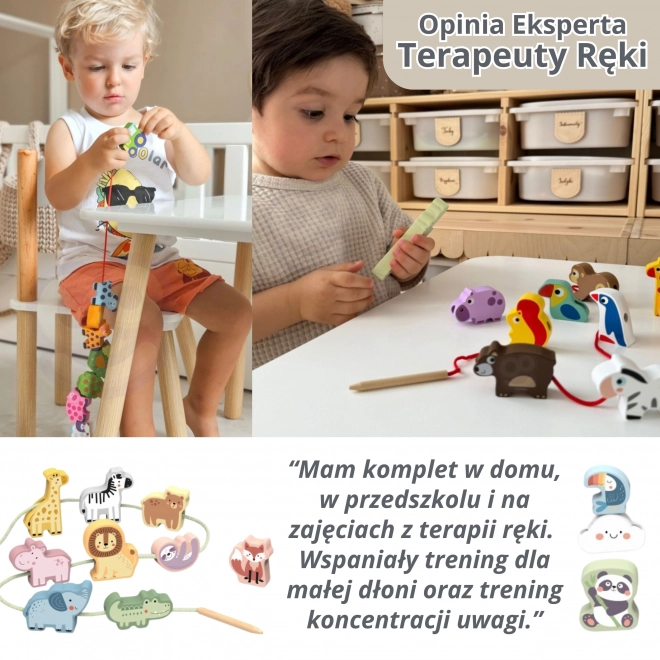 Drewniane koraliki do nawlekania Leśne Zwierzątka
