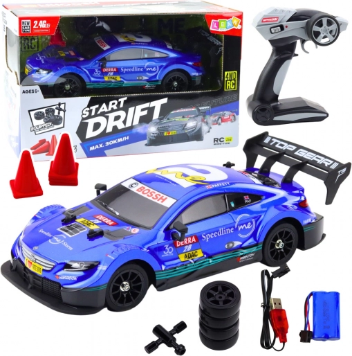 Samochód wyścigowy RC do driftu niebieski 30 km/h 1:16