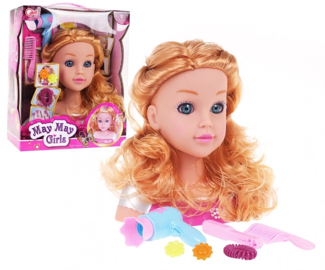 Głowa do stylizacji blond + akcesoria