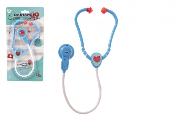 Doktor/lekarz stetoskop plastikowy 53cm na baterie ze światłem i dźwiękiem na karcie 17x34x3cm
