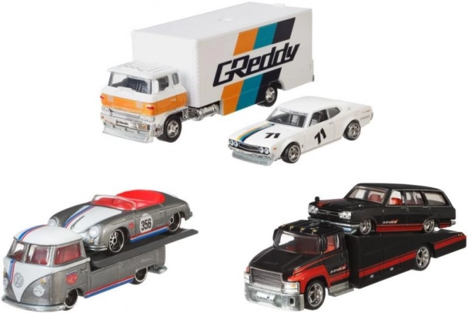 Ciągnik i samochodzik wyścigowy Hot Wheels
