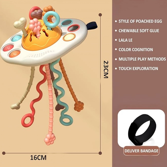 Woopie sensoryczna zabawka Montessori gryzak grzechotka UFO