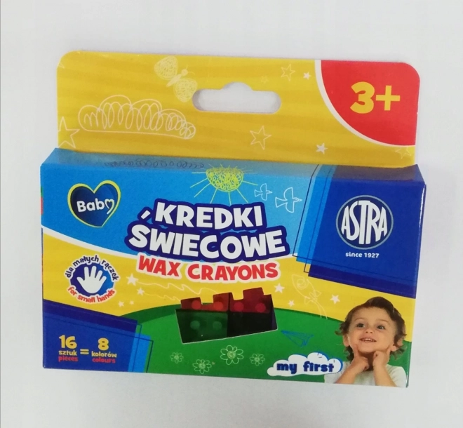 Kredki woskowe ASTRA BABY kostki, 16 szt. (8 kolorów)