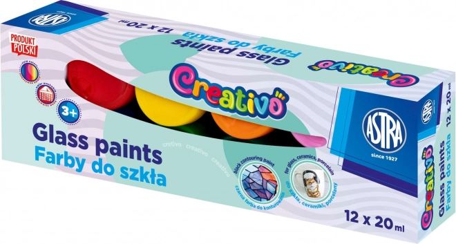 ASTRA CREATIVO farby do szkła 12×20 ml