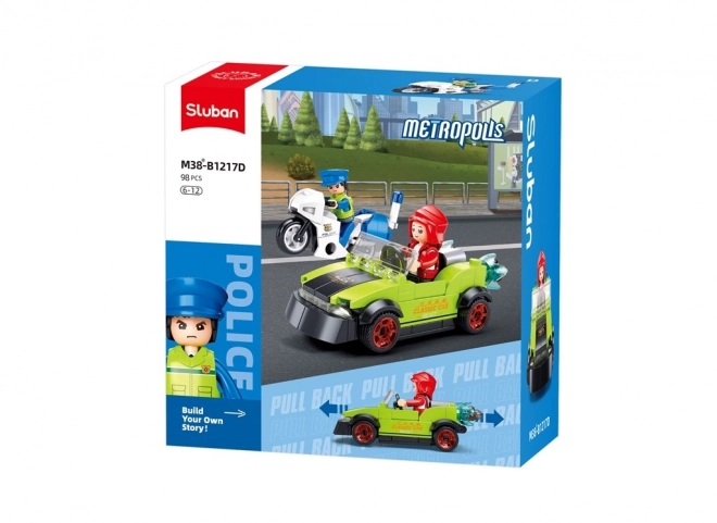 Sluban Metropolis M38-B1217D Przebrany bandyta w samochodzie i policjant na motocyklu