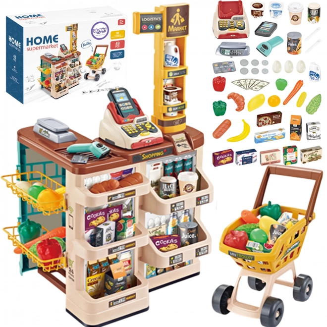 Supermarket z wózkiem i akcesoriami Woopie