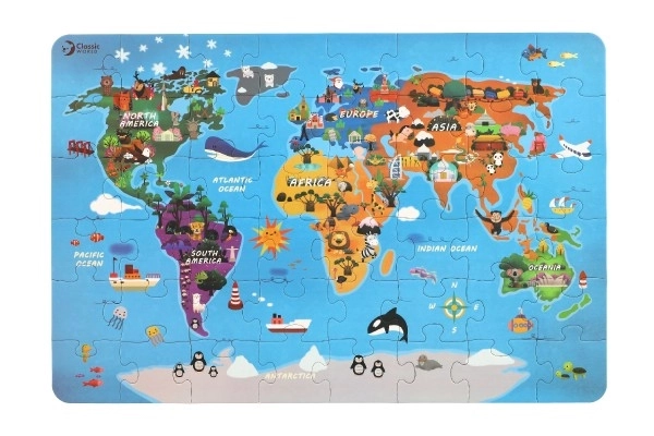 Puzzle Mapa Świata - 48 elementów