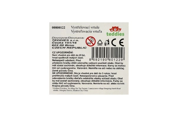 Wyrzutka 3szt. + pistolet starter plast 4 kolory na karcie 21,5x26x6cm