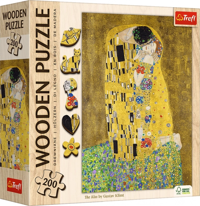 Drewniane puzzle Gustav Klimt - Pocałunek 200 elementów