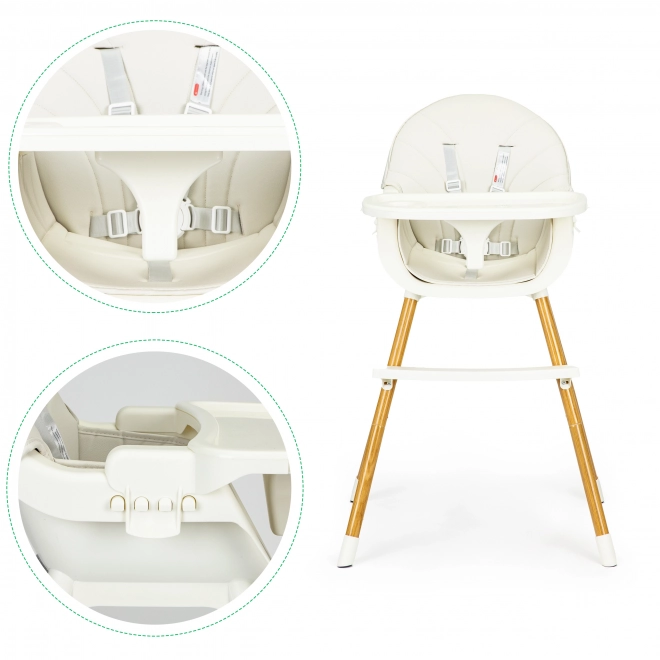 ECOTOYS Krzesełko do karmienia 2w1 Beżowe