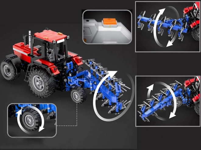 Duży zestaw bloków 1675-ele 1:17 Traktor + pług zdalnego sterowania ZA5251
