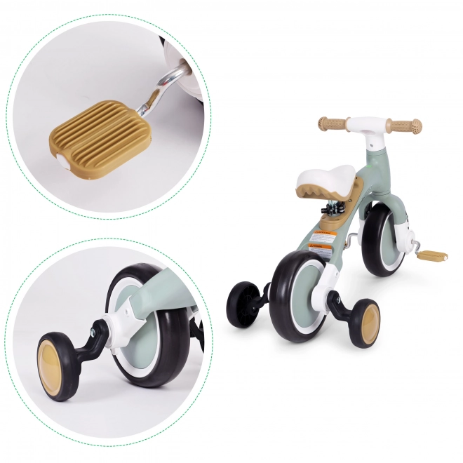 Rowerek balansowy z pedałami - treningowe boczne kółka 3w1 ECOTOYS – Zielone