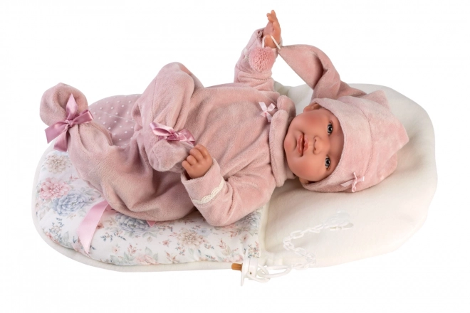 Llorens 84450 NEW BORN - realistyczna lalka niemowlę z dźwiękami i miękkim materiałowym ciałem - 44 cm