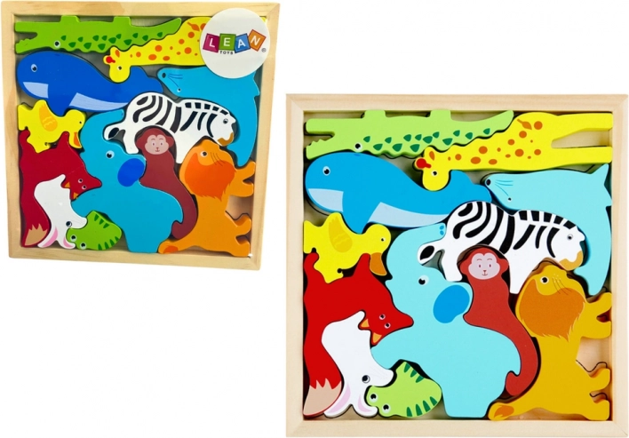 drewniane puzzle ze zwierzątkami do dopasowywania