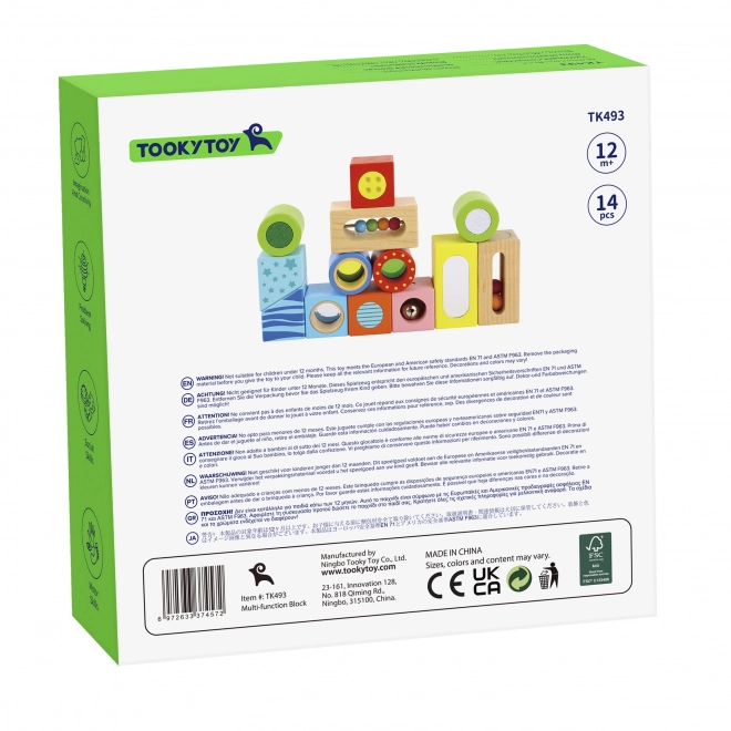 Tooky Toy drewniane wielofunkcyjne kostki sensoryczne