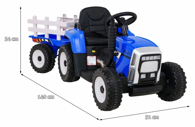 Dziecięcy traktor z przyczepą niebieski