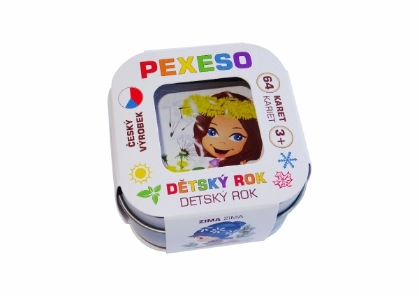 Pexeso Dziecięcy rok - wodoodporne, 64 karty w metalowym pudełku 6x6x4cm
