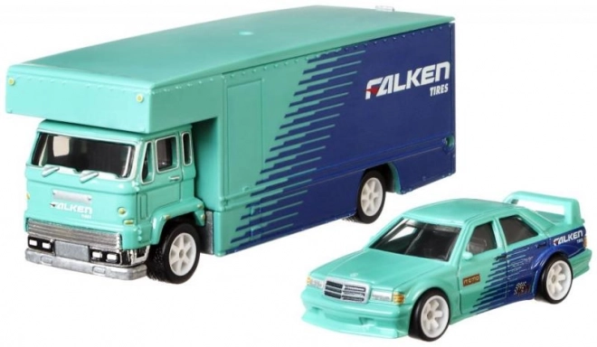 Ciągnik i samochodzik wyścigowy Hot Wheels