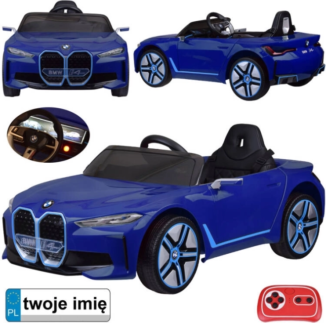 Elektryczny samochód dla dzieci BMW i4 z pilotem – Niebieski