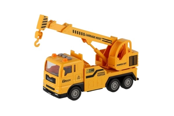 Dźwig zabawkowy plastikowy 16cm z napędem i bateriami z światłem i dźwiękiem w pudełku 21x13x9cm