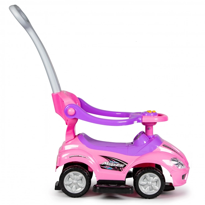 ECOTOYS Jeździk z dźwiękami i prowadzącą tyczką Różowe Auto