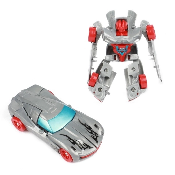 Transformer auto/robot plastik 10 cm mix kolorów w plastikowym pudełku 5x10,5 cm