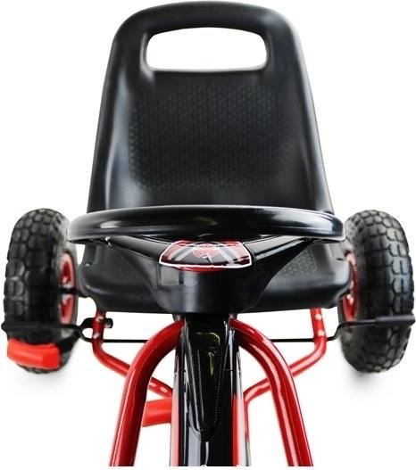 Pedałowy gokart powietrzny + Nadmuchiwane opony + Regulowane siedzenie – Czerwona