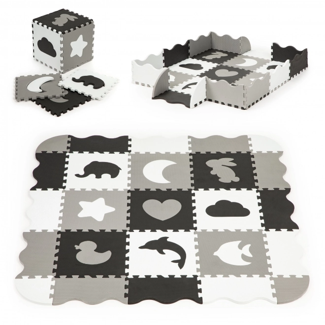 ECOTOYS Puzzle piankowe Zwierzęta i kształty czarno-białe SX z brzegiem