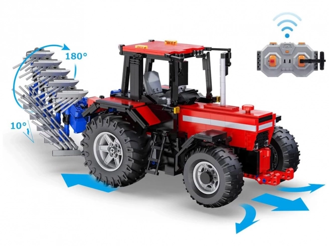 Duży zestaw bloków 1675-ele 1:17 Traktor + pług zdalnego sterowania ZA5251