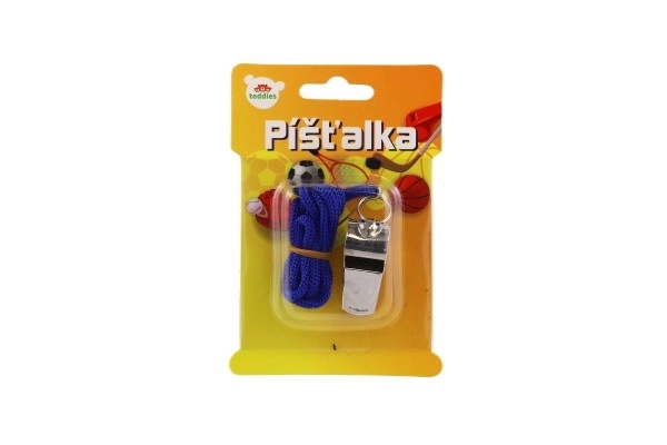 Gwizdek z linką metalową/tkaniną 5 cm na karcie