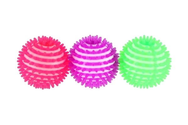 Piłka masażowa antystresowa guma 8cm na baterie ze światłem 6 sztuk w pudełku