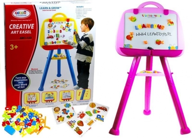 Różowa dziecięca magnetyczna tablica LeanToys