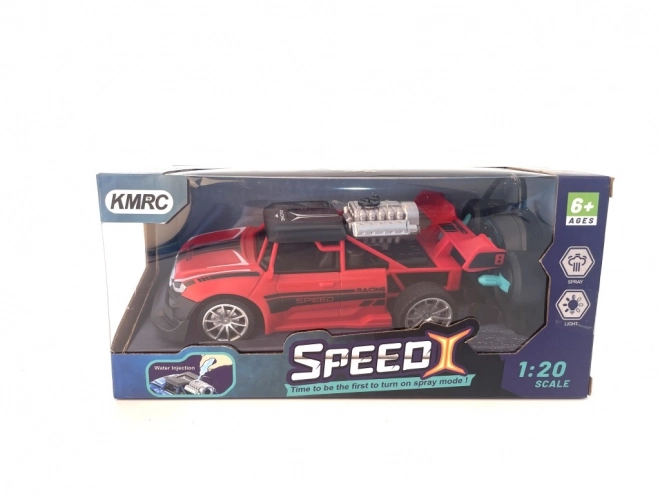 Zdalnie sterowane auto 1:20 z efektem dymu czerwone