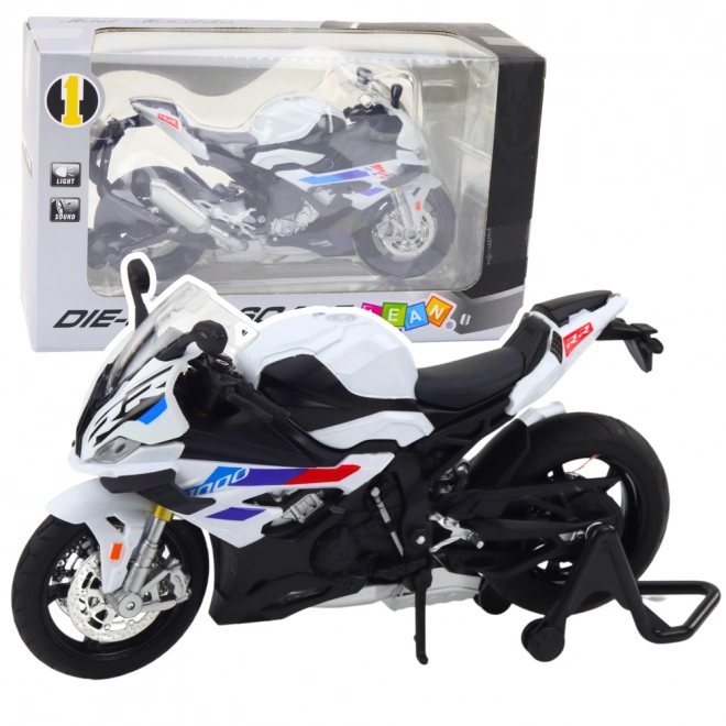 Sportowy metalowy model motocykla 1:12 biały