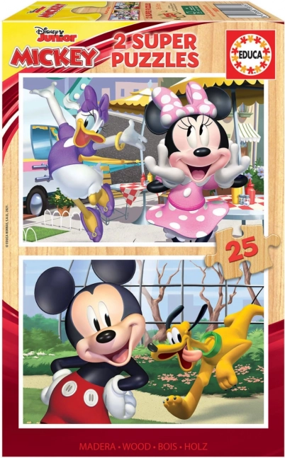 Drewniane puzzle Miki i przyjaciele 2x25 elementów