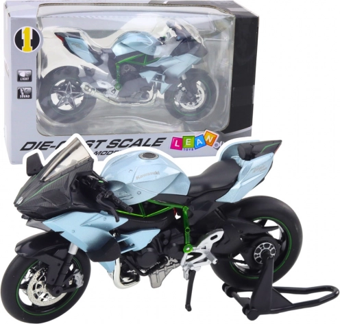 metalowy sportowy motocykl ze światłami i dźwiękami 1:12 srebrny