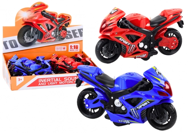 Motocykl sportowy z napędem ciernym, światło i dźwięk, 2 kolory