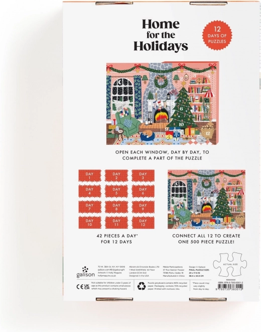 GALISON Puzzle Kalendarz Adwentowy W Domu na Święta 12x42 Części