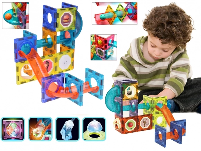 3D magnetyczne klocki dla dzieci Świecący tor kulkowy 49 elementów ZA5250