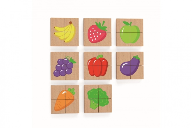 Drewniane magnetyczne puzzle - owoce