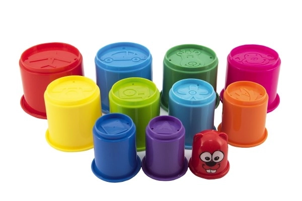 Kostka piramidowa układanka okrągła plastik 11szt w pudełku 11x20x11cm 12m+
