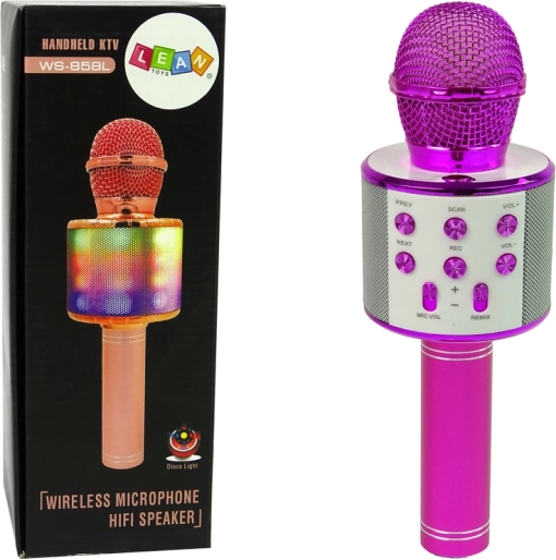 Bezprzewodowy mikrofon USB Speaker Recording Karaoke Model WS-858 Różowy
