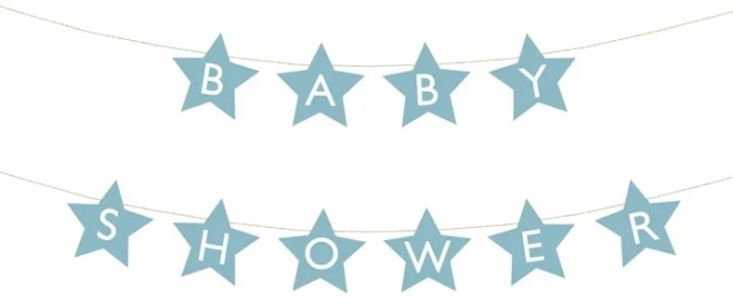 Baner znaki na baby shower gwiazdki jasne 290cm x 16,5cm – Jasny niebieski
